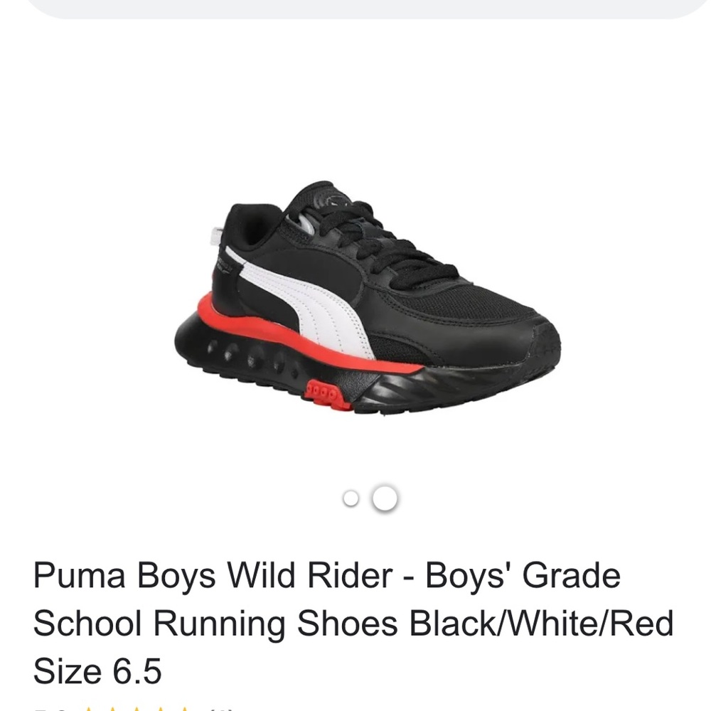 Gently Loved Big Kids Wild Rider Black & Red Pumas. Sz 4.5Y Pre-Treated